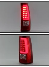 Xtune Version 3 Light Bar LED Tail Lights With Red Clear Lens Chevrolet Silverado | GMC Sierra 1999-2007                                     - ALT-ON-CS99V3-LBLED-RC - Image 9