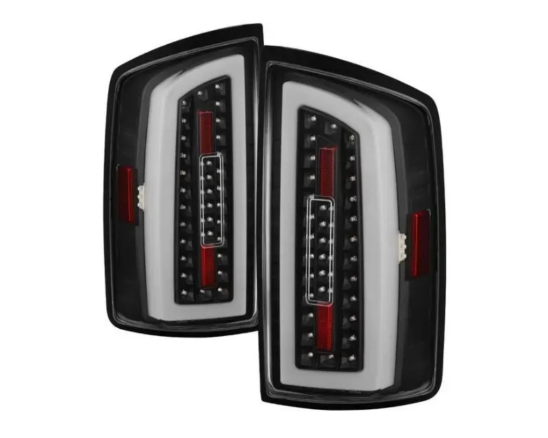 Xtune Light Bar Style LED Tail Lights With Black Lens Dodge Ram 1500 | 2500 | 3500 2007-2009 - ALT-ON-DRAM06-LBLED-BK