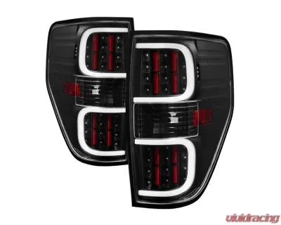Xtune LED Tail Lights With Black Lens Ford F150 2009-2014 - ALT-ON-FF15009-LBLED-BK