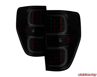 Xtune LED Tail Lights With Black Smoke Lens Ford F150 2009-2014 - ALT-ON-FF15009-LBLED-BSM