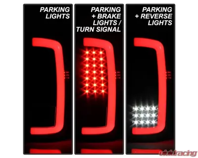 Xtune LED Tail Lights With Black Lens GMC Sierra 2014-2019 - ALT-ON-GS14-LBLED-BK