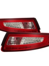 Xtune Light Bar Style LED Tail Lights With Red Clear Lens Porsche 997 2005-2008                                     - ALT-ON-P99705V2-LBLED-RC - Image 12