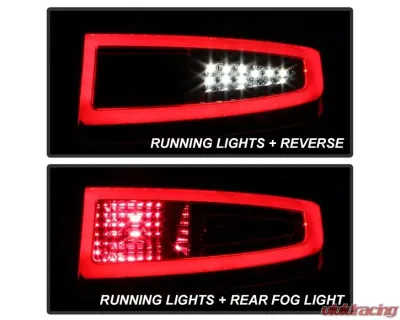 Xtune Light Bar Style LED Tail Lights With Red Clear Lens Porsche 997 2005-2008 - ALT-ON-P99705V2-LBLED-RC