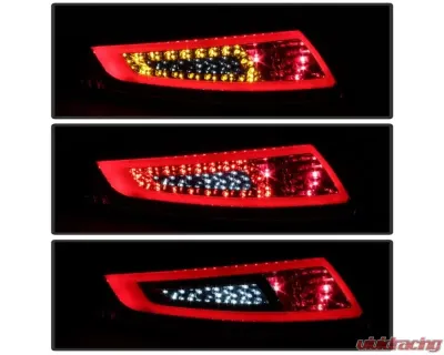 Xtune Light Bar Style LED Tail Lights With Red Clear Lens Porsche 997 2005-2008 - ALT-ON-P99705V2-LBLED-RC