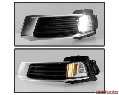 Xtune LED DRL Switch Back Fog Lights With Chrome Lens Cadillac XTS 2013-2015 - FL-JH-CXTS13-LED-C