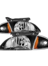 Xtune 4pcs set Corner Lamp & Headlights With Black Lens Chevrolet Cavalier 2000-2002                                     - HD-JH-CCAV00-SET-BK - Image 4