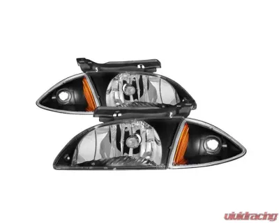 Xtune 4pcs set Corner Lamp & Headlights With Black Lens Chevrolet Cavalier 2000-2002 - HD-JH-CCAV00-SET-BK