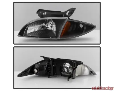 Xtune 4pcs set Corner Lamp & Headlights With Black Lens Chevrolet Cavalier 2000-2002 - HD-JH-CCAV00-SET-BK