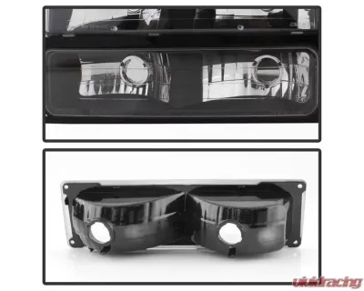 Xtune 8pcs set Headlights W/ Corner & Parking Lights and Black Lens Chevrolet C/K | Silverado | Suburban | Tahoe 1994-1999 - HD-JH-CCK88-AM-BK-SET