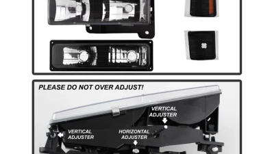Xtune 8pcs set Headlights W/ Corner & Parking Lights and Black Lens Chevrolet C/K | Silverado | Suburban | Tahoe 1994-1999                                     - HD-JH-CCK88-AM-BK-SET - Image 5