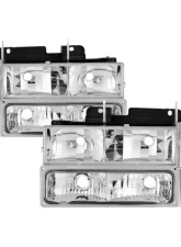 Xtune 8pcs set Headlights W/ Corner & Parking Lights and Chrome Lens Chevrolet C/K | Silverado | Suburban | Tahoe 1994-1999                                     - HD-JH-CCK88-AM-C-SET - Image 6