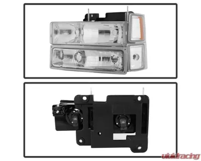 Xtune 8pcs set Headlights W/ Corner & Parking Lights and Chrome Lens Chevrolet C/K | Silverado | Suburban | Tahoe 1994-1999 - HD-JH-CCK88-AM-C-SET