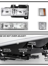 Xtune 8pcs set Headlights W/ Corner & Parking Lights and Chrome Lens Chevrolet C/K | Silverado | Suburban | Tahoe 1994-1999                                     - HD-JH-CCK88-AM-C-SET - Image 5