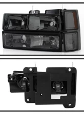 Xtune 8pcs set Headlights W/ Corner & Parking Lights and Smoked Lens Chevrolet C/K | Silverado | Suburban | Tahoe 1994-1999                                     - HD-JH-CCK88-AM-SM-SET - Image 2