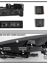 Xtune 8pcs set Headlights W/ Corner & Parking Lights and Smoked Lens Chevrolet C/K | Silverado | Suburban | Tahoe 1994-1999                                     - HD-JH-CCK88-AM-SM-SET - Image 5