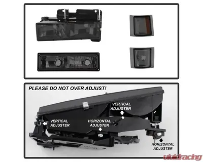 Xtune 8pcs set Headlights W/ Corner & Parking Lights and Smoked Lens Chevrolet C/K | Silverado | Suburban | Tahoe 1994-1999 - HD-JH-CCK88-AM-SM-SET