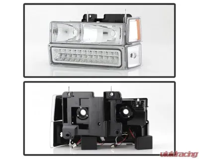 Xtune Euro Style Headlights With Chrome Lens Chevrolet 1992-1999 - HD-JH-CCK88-LED-AM-C-SET