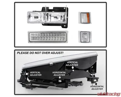 Xtune Euro Style Headlights With Chrome Lens Chevrolet 1992-1999 - HD-JH-CCK88-LED-AM-C-SET