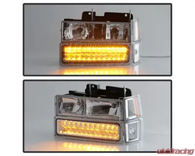 Xtune Euro Style Headlights With Chrome Lens Chevrolet 1992-1999 - HD-JH-CCK88-LED-AM-C-SET