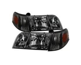 Xtune Smoked Crystal HeadLights With Corner Lights Set Ford Crown Victoria 1998-2011