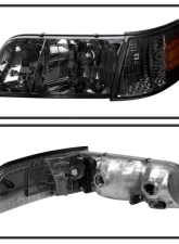 Xtune Smoked Crystal HeadLights With Corner Lights Set Ford Crown Victoria 1998-2011                                     - HD-JH-CRVI98-SET-SM - Image 2