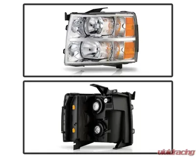 Xtune Left Driver Side Crystal Headlights With Clear Lens Chevrolet Silverado 2007-2014 - HD-JH-CS07-OEM-L