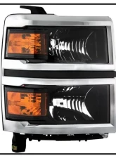 Xtune OEM Style Black Headlights With Chrome Trim Chevrolet Silverado 1500 2014-2015                                     - HD-JH-CS14-CC-BK - Image 2