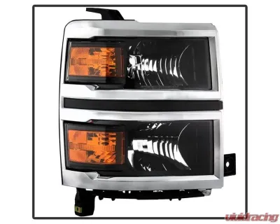 Xtune OEM Style Black Headlights With Chrome Trim Chevrolet Silverado 1500 2014-2015 - HD-JH-CS14-CC-BK