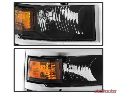 Xtune OEM Style Black Headlights With Chrome Trim Chevrolet Silverado 1500 2014-2015 - HD-JH-CS14-CC-BK