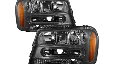 Xtune Black Crystal Headlights Chevrolet Trailblazer 2002-2009                                     - HD-JH-CTB02-AM-BK - Image 7