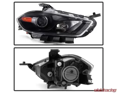 Xtune OEM Right Passenger Side Halogen Models Only Projector Headlight With Black Lens Dodge Dart 2013-2016 - HD-JH-DDART13-H-OE-R