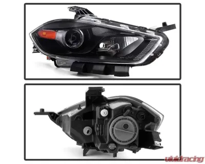 Xtune OEM Right Passenger Side HID Models Only Projector Headlight With Black Lens Dodge Dart 2013-2016 - HD-JH-DDART13-HID-OE-R