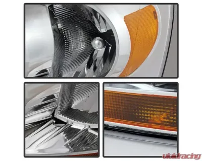 Xtune Chrome Headlights With Chrome Bezel & Amber Bar Dodge Ram 1500 | 2500 | 3500 2006-2009 - HD-JH-DRAM06-AM-C