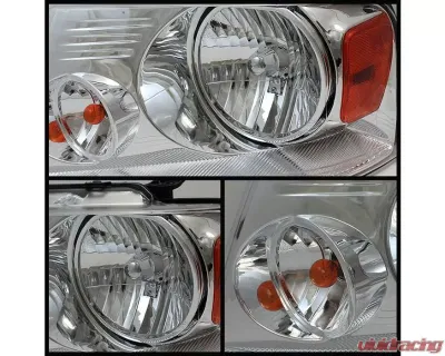 Xtune Chrome Amber Crystal Headlights Ford F150 2004-2008 - HD-JH-FF15004-AM-C
