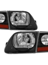 Xtune Black OEM Style Headlights With Corner Lights Ford F150 | Expedition 1997-2003                                     - HD-JH-FF15097-L-SET-BK - Image 7