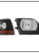 Xtune Black OEM Style Headlights With Corner Lights Ford F150 | Expedition 1997-2003                                     - HD-JH-FF15097-L-SET-BK - Image 7