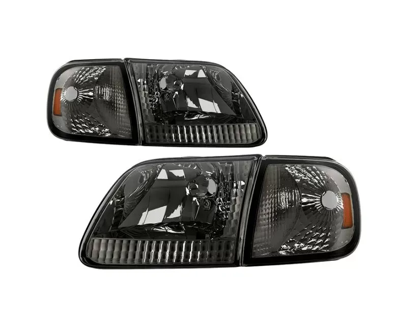 Xtune Chrome Smoke Crystal Headlights With Corner Lights Ford F150 | Expedition 1997-2003 - HD-JH-FF15097-SET-AM-SM