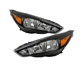 Xtune Black Driver and Passenger Side Factory Style Headlights with LED DRL Ford Focus 2015-2018