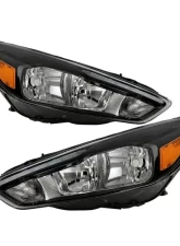 Xtune Black Driver and Passenger Side Factory Style Headlights with LED DRL Ford Focus 2015-2018                                     - HD-JH-FFOC15-LED-AM-BK - Image 10
