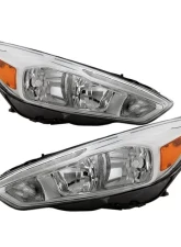 Xtune Chrome Driver and Passenger Side Factory Style Headlights with LED DRL Ford Focus 2015-2018                                     - HD-JH-FFOC15-LED-AM-C - Image 10