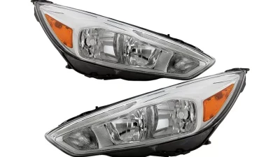 Xtune Chrome Driver and Passenger Side Factory Style Headlights with LED DRL Ford Focus 2015-2018                                     - HD-JH-FFOC15-LED-AM-C - Image 10