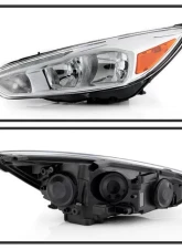 Xtune Chrome Driver and Passenger Side Factory Style Headlights with LED DRL Ford Focus 2015-2018                                     - HD-JH-FFOC15-LED-AM-C - Image 2