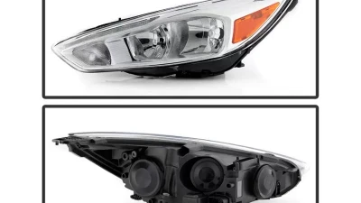 Xtune Chrome Driver and Passenger Side Factory Style Headlights with LED DRL Ford Focus 2015-2018                                     - HD-JH-FFOC15-LED-AM-C - Image 2