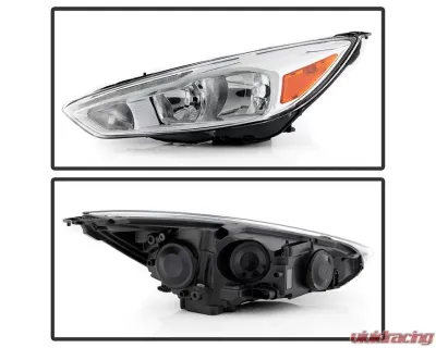 Xtune Chrome Driver and Passenger Side Factory Style Headlights with LED DRL Ford Focus 2015-2018 - HD-JH-FFOC15-LED-AM-C