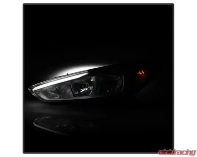 Xtune Chrome Driver and Passenger Side Factory Style Headlights with LED DRL Ford Focus 2015-2018 - HD-JH-FFOC15-LED-AM-C