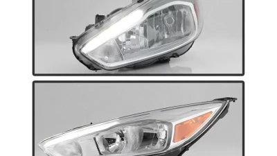 Xtune Chrome Driver and Passenger Side Factory Style Headlights with LED DRL Ford Focus 2015-2018                                     - HD-JH-FFOC15-LED-AM-C - Image 9