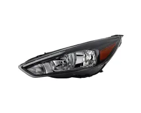 Xtune Black Left Driver Side Factory Style Headlight with LED DRL Ford Focus 2015-2018