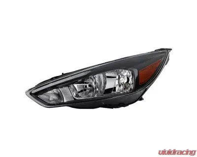 Xtune Black Left Driver Side Factory Style Headlight with LED DRL Ford Focus 2015-2018 - HD-JH-FFOC15-LED-BK-L