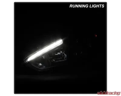 Xtune Black Left Driver Side Factory Style Headlight with LED DRL Ford Focus 2015-2018 - HD-JH-FFOC15-LED-BK-L
