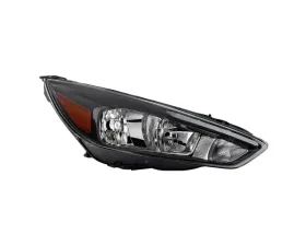 Xtune Black Right Passenger Side Factory Style Headlight with LED DRL Ford Focus 2015-2018